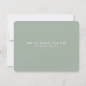 Minimalistische Sage Green Script Lettering Weddin Bedankkaart (Achterkant)