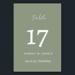 Minimalistische Sage Green Script Wedding Custom Kaart<br><div class="desc">Elegant Sage Green Script Gepersonaliseerde tabel nummer Kaart</div>