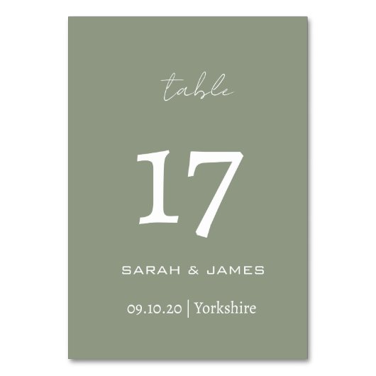 Minimalistische Sage Green Script Wedding Custom Kaart (Voorkant)