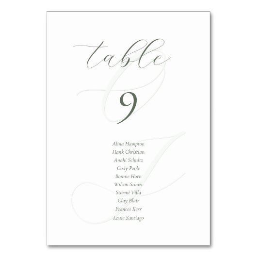 Minimalistische Sage Green Script Wedding Place Ca Kaart (Voorkant)