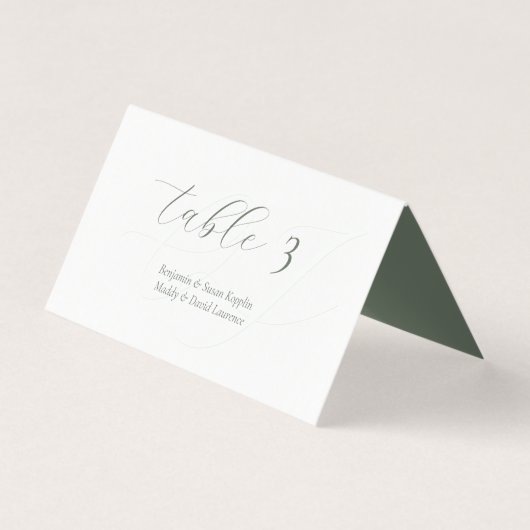 Minimalistische Sage Green Script Wedding Place Ca Kaart (Voorkant)