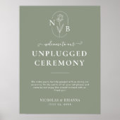 Minimalistische Sage Green Unplugged Boho Wedding Poster (Voorkant)