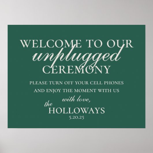 Minimalistische Sage Green Unplugged Wedding Cerem Poster (Voorkant)