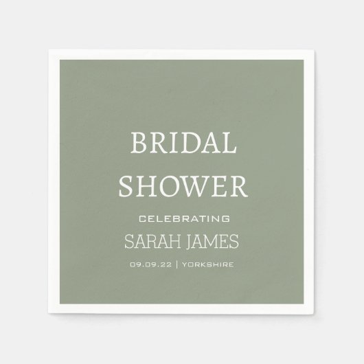 Minimalistische Sage Green Vrijgezellenfeest Party Servet (Voorkant)