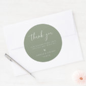 Minimalistische Sage Green Weddenschap Hartelijk d Ronde Sticker (Envelop)