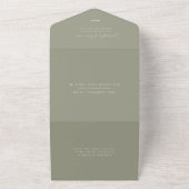 Minimalistische Sage Green Wedding All In One Uitnodiging (Buitenkant)
