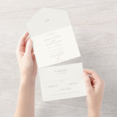 Minimalistische Sage Green Wedding All In One Uitnodiging (Afscheurbaar)
