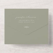 Minimalistische Sage Green Wedding All In One Uitnodiging (Achterkant)