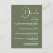 Minimalistische Sage Green Wedding Details Informatiekaartje (Voorkant)