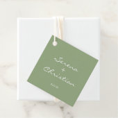 Minimalistische Sage Green Wedding Favoriete Label (In situ)