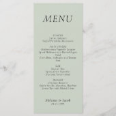 Minimalistische Sage Green Wedding Flat Menu (Voorkant)
