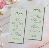 Minimalistische Sage Green Wedding Flat Menu