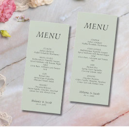 Minimalistische Sage Green Wedding Flat Menu