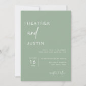 Minimalistische Sage Green Wedding Invitations Kaart (Voorkant)