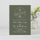 Minimalistische Sage Green Wedding Kaart (Staand voorkant)