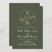 Minimalistische Sage Green Wedding Kaart (Voorkant / Achterkant)