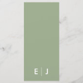 Minimalistische Sage Green Wedding Menu (Achterkant)