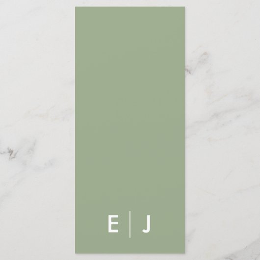 Minimalistische Sage Green Wedding Menu (Achterkant)
