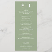 Minimalistische Sage Green Wedding Menu (Voorkant)