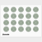 Minimalistische Sage Green Wedding Persoonlijke Na Ronde Sticker (Vel)