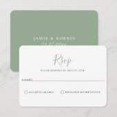Minimalistische Sage Green Wedding RSVP Kaart (Voorkant / Achterkant)