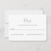 Minimalistische Sage Green Wedding RSVP Kaart (Voorkant)