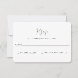 Minimalistische Sage Green Wedding RSVP Kaart