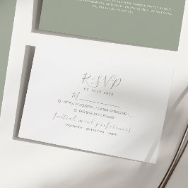 Minimalistische Sage Green Wedding RSVP Kaart