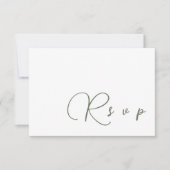 Minimalistische Sage Green Wedding RSVP QR Code Ka Notitiekaartje (Voorkant)