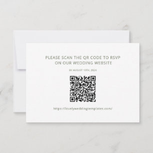 Minimalistische Sage Green Wedding RSVP QR Code Ka Notitiekaartje