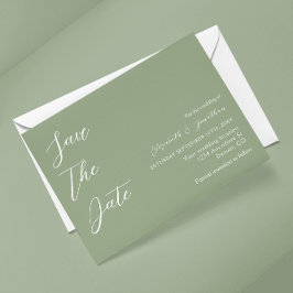 Minimalistische Sage Green Wedding Save The Date