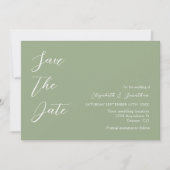 Minimalistische Sage Green Wedding Save The Date (Voorkant)