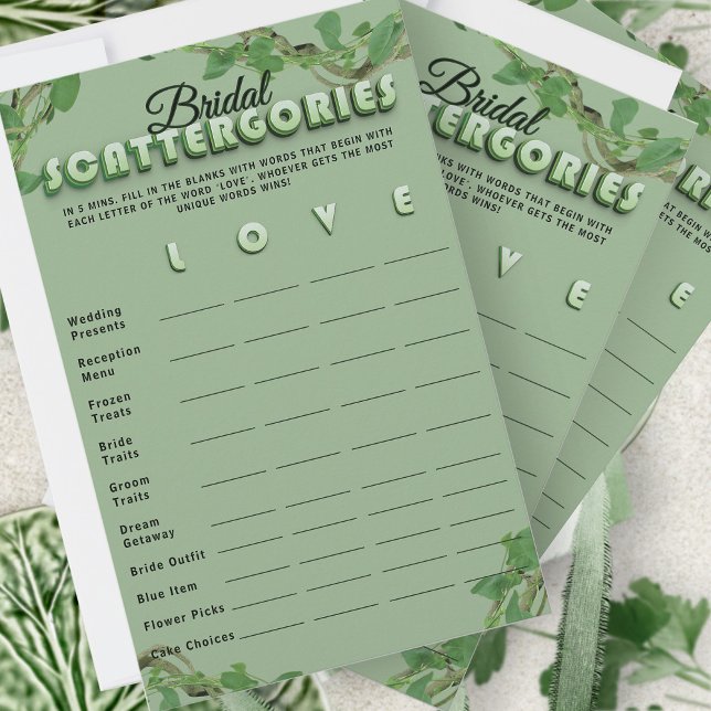 Minimalistische Sage Greenery Scattergories Bruids (Creator heeft geüpload)