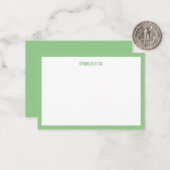 Minimalistische Sage Groen, Enige Rand, Personalis Notitiekaartje (Voorkant / Achterkant in situ)