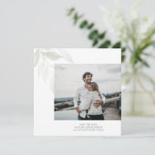 Minimalistische Sage Groen Groen Bruiloft Foto Save The Date (Staand voorkant)