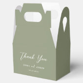 Minimalistische Sage Groen & Wit Eenvoudige Bruilo Bedankdoosjes (Geopend)