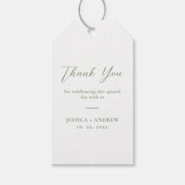 Minimalistische Sage Groen & Wit Eenvoudige Bruilo Cadeaulabel