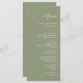 Minimalistische Sage Groen & Wit Eenvoudige Bruilo Menu (Voorkant / Achterkant)