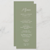 Minimalistische Sage Groen & Wit Eenvoudige Bruilo Menu (Voorkant / Achterkant)