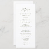 Minimalistische Sage Groen & Wit Eenvoudige Bruilo Menu (Voorkant / Achterkant)