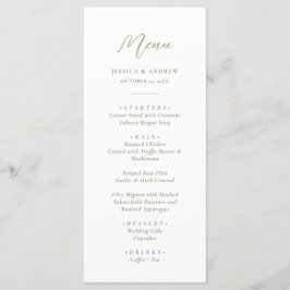 Minimalistische Sage Groen & Wit Eenvoudige Bruilo Menu