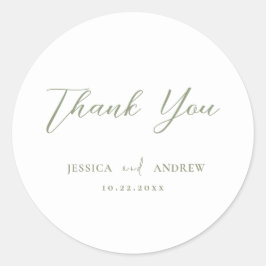 Minimalistische Sage Groen & Wit Eenvoudige Bruilo Ronde Sticker