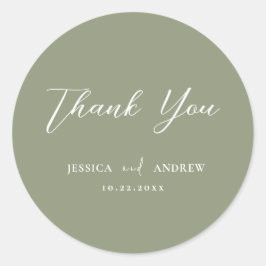 Minimalistische Sage Groen & Wit Eenvoudige Bruilo Ronde Sticker