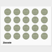Minimalistische Sage Groen & Wit Eenvoudige Bruilo Ronde Sticker (Vel)