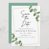 Minimalistische Sage Groene Bloemen Bewaar de Datu Kaart (Voorkant / Achterkant)