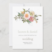 Minimalistische Sage Groene Bloemen QR Bruiloft Save The Date (Voorkant)