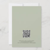 Minimalistische Sage Groene Bloemen QR Bruiloft Save The Date (Achterkant)