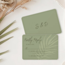Minimalistische Sage Groene Boho Bruiloft RSVP Kaartje