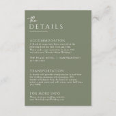 Minimalistische Sage Groene Boho Unieke Bruiloft D Informatiekaartje (Voorkant)