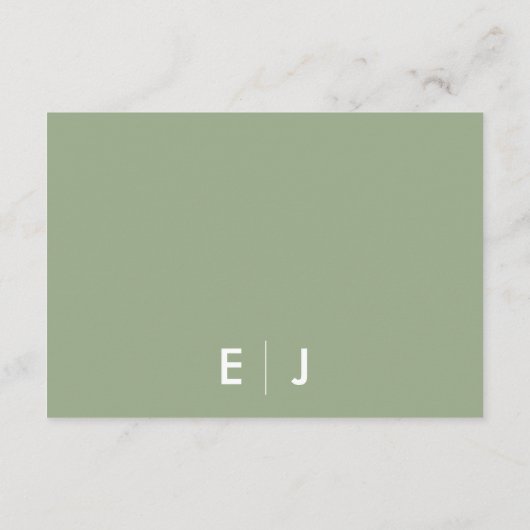Minimalistische Sage Groene Bruiloft Accommodatie Informatiekaartje (Achterkant)
